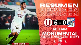 UNIVERSITARIO 6  0 MANNUCCI l GOLES RESUMEN Y JUGADAS DEL TRIUNFO CREMA EN EL MONUMENTAL [upl. by Ewald]