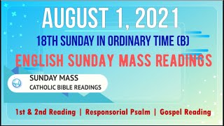 1 August 2021 English Sunday Mass Readings  18th Sunday in Ordinary Time B [upl. by Adalbert]