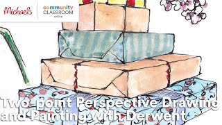 Online Class Twopoint Perspective Drawing and Painting with Derwent  Michaels [upl. by Llertak]