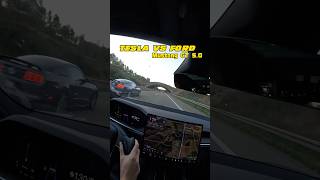 Cheapest Tesla Model S vs Ford Mustang GT 50 on German autobahn [upl. by Hodges898]