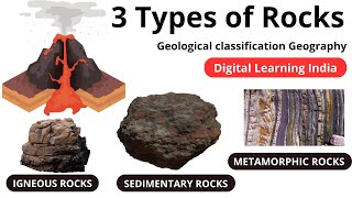 3 Types of Rocks  Igneous Sedimentary Metamorphic rock  Geological classification Geography [upl. by Knowles]