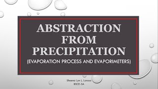 Evaporation Process amp Evaporimeters  Abstraction from Precipitation [upl. by Eenitsed]