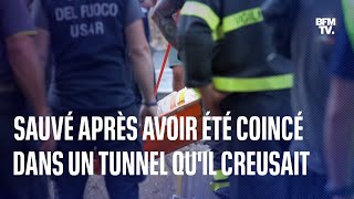 Rome un voleur présumé sauvé après avoir été enseveli sous les décombres du tunnel quil creusait [upl. by Philana]