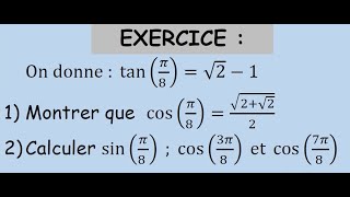 Calcul trigonométriqueExerciceTronc commun science TCSBIOF [upl. by Caylor]