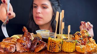 ROTISSERIE DUCK WITH CORN amp BACON POTATO SALAD  MUKBANG  ASMR  EATING SOUNDS [upl. by Lehcem]