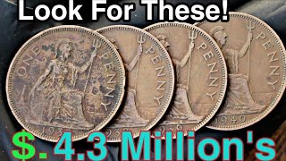 Top 4 Ultra UK One penny Rare One penny Coins Worth a Lot of moneyUK Penny worth money [upl. by Astrahan]