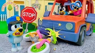 BLUEY Police Officer Learns Car Safety Rules  Safety Lessons For Kids  Bluey Pretend Play Stories [upl. by Ileana]