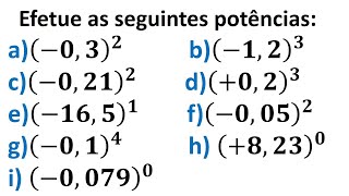 Efetue as seguintes potências  decimais [upl. by Hanny]