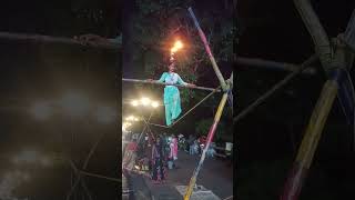 Ropeway stunt amp balancingjagadhartipuja chandannagar ytshorts youtubeyoutubeshorts [upl. by Nnoryt]