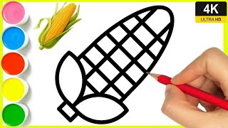 How to Draw Corn  Corn Drawing Step by Step  Easy Corn Drawing  Drawing for Kids  Kids Drawing [upl. by Zelda]