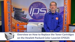 HP CP3525  How to Replace the Toner Cartridge [upl. by Margarette]