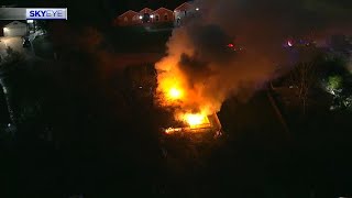 SkyEye flies over house fire on Arkansas St in South Houston [upl. by Goody321]