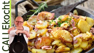 So machst du perfekte Bratkartoffeln  knusprig mit Speck und Zwiebeln [upl. by Lurie]