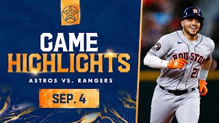 Astros vs Rangers Game Highlights 9423  MLB Highlights [upl. by Atiuqrahc]