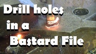 Drill speed holes in a rusty old Bastard file [upl. by Yrahcaz967]