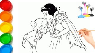 Princess Snow white coloring pages 👸👑 Disney princesses coloring Drawing 💖 [upl. by Robina]