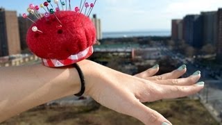 ✂ How to make a wrist band pin cushion using recycled materials  Natalies Creations [upl. by Nadbus]