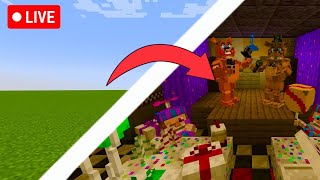 🔴BUILDING THE FNAF 2 PIZZERIA IN MINECRAFT LIVE PART 3 [upl. by Shuma]