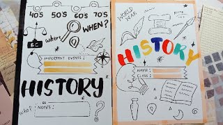 Easy ways to decorate your HISTORY notebook front page for school projects and assignments 😍✨l [upl. by Weixel]