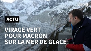 Emmanuel Macron sur la Mer de Glace emblématique des effets du réchauffement climatique  AFP News [upl. by Urd]