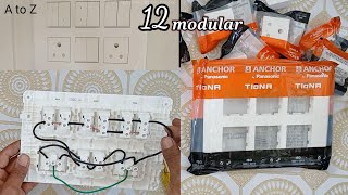 12 modular switch board Connection  12 modular board fitting  electric board wiring [upl. by Nivrehs]