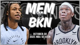 Memphis Grizzlies vs Brooklyn Nets Full Game Highlights  Oct 30  2025 NBA Season [upl. by Gadmon]