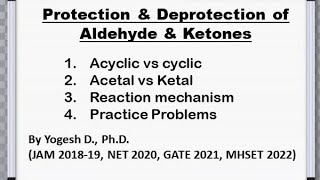 Protection and Deprotection of Aldehyde amp Ketones  Detailed Mechanism  Practice Problems [upl. by Ocramed]