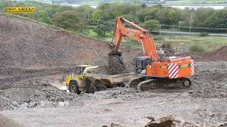 Hitachi Zaxis 670 loading stone on a bypass project [upl. by Tanhya]