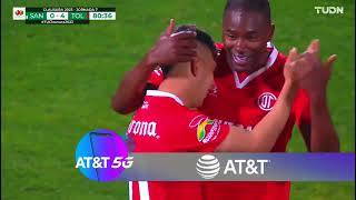 Gol de Leonardo Fernández  Santos 04 Toluca  Liga BBVA MX  Clausura 2023  Jornada 7 [upl. by Ellehsat]