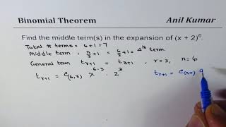 Find Middle Term for Even Power Binomial Expansion [upl. by Allesor]