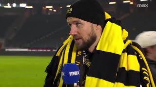 Alexander Milosevic tackas av efter matchen mot Halmstad BK Allsvenskan 2024 [upl. by Eelesor893]