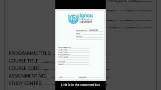 IGNOU Assignment Front Page Download How to fill IGNOU Assignment Front Page ignou [upl. by Durkin]