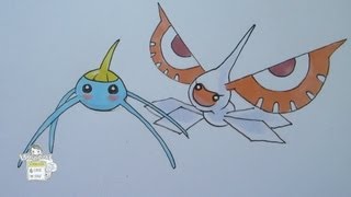 How to draw Pokemon No 283 Surskit No 284 Masquerain [upl. by Placida]