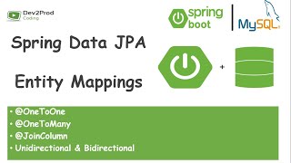 Entity Mapping  OneToOne OneToMany JoinColumn Spring Data JPA  Spring Boot  Dev2Prod Coding [upl. by Almond32]