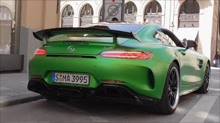 Mercedes AMG GTR 2017 start up  revs  fast Acceleration in Munich [upl. by Lillie]