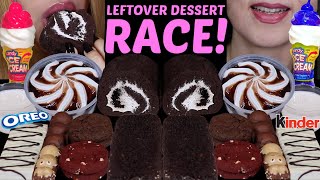 ASMR LEFTOVER DESSERT RACE MILK amp COOKIES OREO CAKE SWIRL ICE CREAM SUNDAE NUTELLA KINDER 먹방 [upl. by Eram]