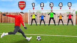 1 PRO FOOTBALLER vs 5 GOALKEEPERS [upl. by Eissirc]