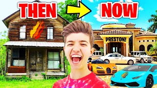 5 YouTubers Houses Then And Now Preston Jelly amp PrestonPlayz [upl. by Atalante]