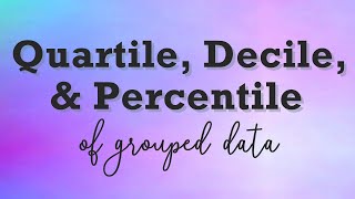 QUARTILE DECILE and PERCENTILE Measures of Position of Grouped Data [upl. by Mall368]