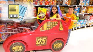 Heidi amp Zidane Grocery Shopping Adventure in Food Store Pretend Play [upl. by Gerstein]