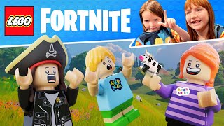 LEGO FORTNiTE with Adley amp Niko DAY 1 of Family Survival  Finding Secrets we Learn how to Build [upl. by Bagger]