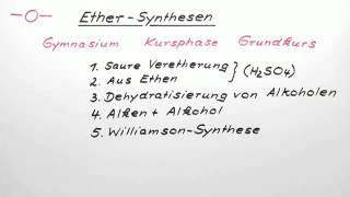 Ether  Synthese GK  Chemie  Organische Chemie [upl. by Winton]