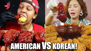 AMERICAN VS KOREAN SPICY MUKBANGS [upl. by Woodhead52]