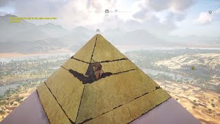 Assassins Creed Origins  Pyramid Giza Climbing Synchronize amp Sliding Down [upl. by Ydnahs]