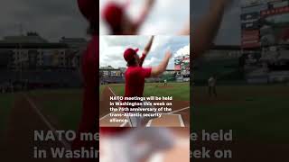 NATO chief throws ceremonial first pitch for the Washington Nationals Shorts [upl. by Giacomo]