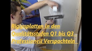 So gehts Rigipsplatten verspachteln in den Qualitätsstufen Q1  Q3 Anleitung für Anfänger [upl. by Damaris892]