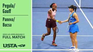 PegulaGauff vs PanovaBusca Full Match  2023 US Open Round 2 [upl. by Lehcsreh]