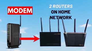 How To Cabling 2 Routers With 1 Modem Setup Step By Step [upl. by Ived]