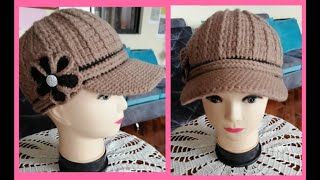 GORRA CON VISERA TEJIDA A CROCHET PASO A PASO FÁCIL DE HACER [upl. by Deana]