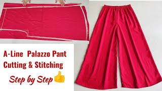 ALine Palazzo Cutting and stitching  Palazzo pant and stitching Very Easy Flared Palazzo cutting [upl. by Sylado]